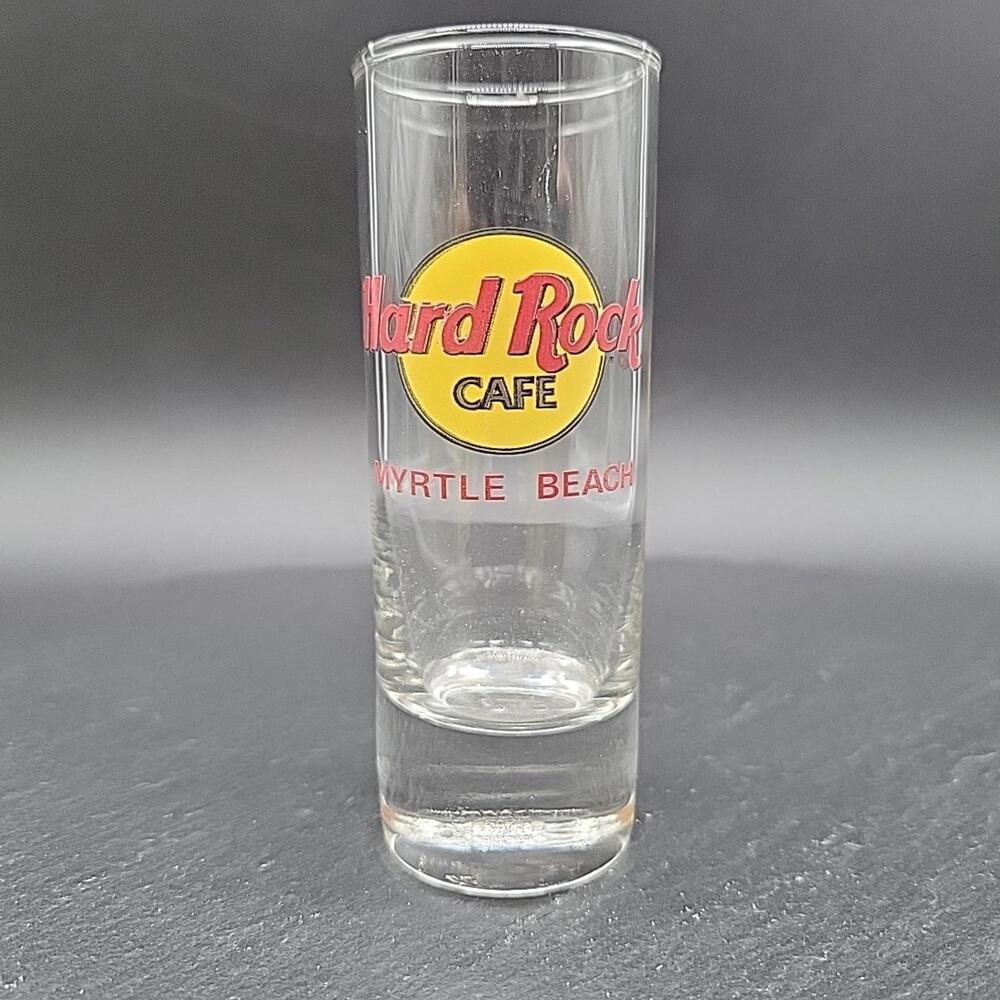 Myrtle Beach - Hard Rock Cafe Shot Glass 4" Tall - South Carolina, Red Letters